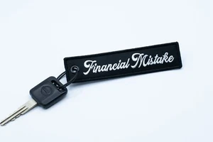 Financial Mistake Jet Tag Keychain | Black | JDM Meme Funny Racing Motorcycle - Picture 1 of 3