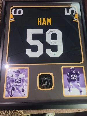 Autographed/Signed Jack Ham HOF 88 Pittsburgh Black Football Jersey JSA COA - Image 1 of 3