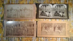 **** SCHWARZE KiDS & ZÄUNE - 4 STEREOViEW KONVOLUT **** Those Were The Days... - Bild 1 von 8