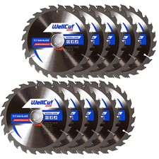 WellCut TCT Circular Saw Blade 160mm x 24T x 30mm Bore For Makita, Dewalt 10 Pcs
