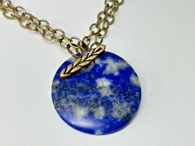 Beautiful Signed BARSE Thailand Bronze Blue Lapis Lazuli Toggle Pendant Necklace - Image 1 of 4