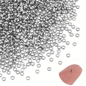 1Box About 800pcs Smooth Round Beads 2mm Spacer Beads 304 Stainless Steel - Picture 1 of 7