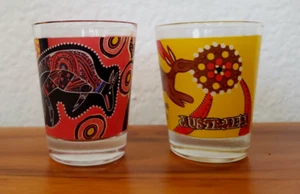Juego de 2 vasos de chupito de canguro arte aborigen de Australia - Imagen 1 de 11