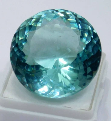 Large Blue Aquamarine 58.90ct Round Faceted Cut Loose Gem for Authentic Jewelry - Image 1 of 4