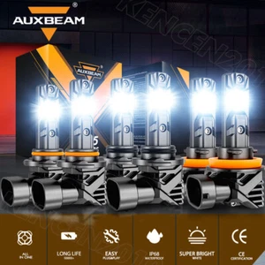 AUXBEAM 9005 9006 H11 LED Headlight Bulbs High Low Beam 6500K White 60W 25000LM - Imagen 1 de 22