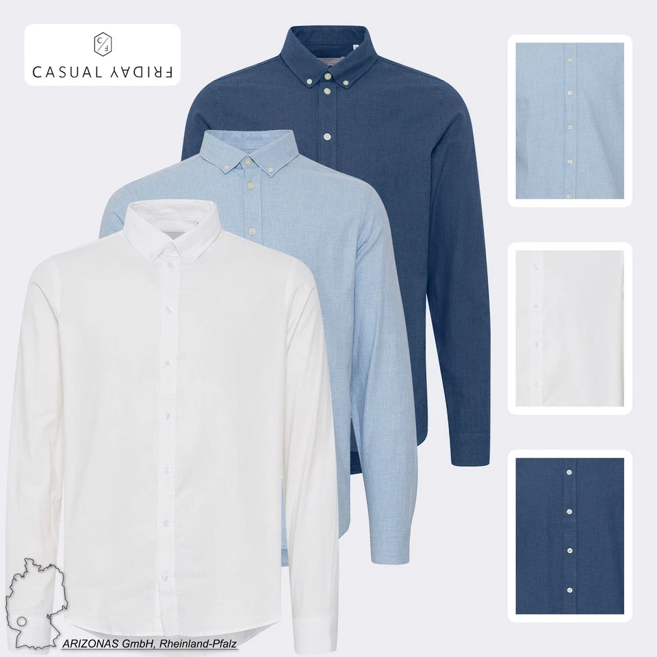 Camicia a maniche lunghe in cotone mélange con bottoni - Immagine 1 di 1