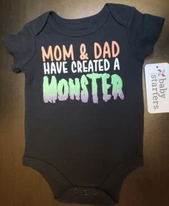 UNISEX INFANT BABY STARTERS MOM AND DAD HAVE CREATED A MONSTER SIZE 3 MONTHS NWT - Picture 1 of 10