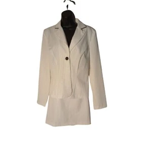 Traje/falda de negocios City Triangles para mujer talla 9 blanco a rayas - Imagen 1 de 8