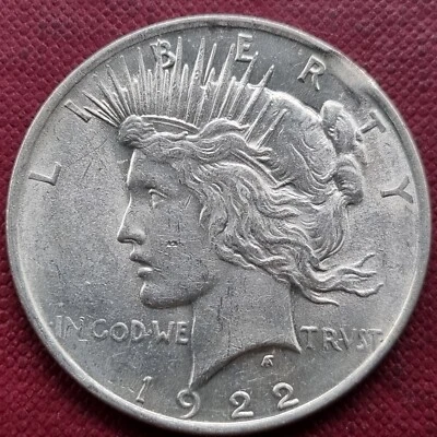 1922 Peace Dollar $1 High Grade BU UNC - ERROR CLIPPED PLANCHET #84755 - Image 1 of 2