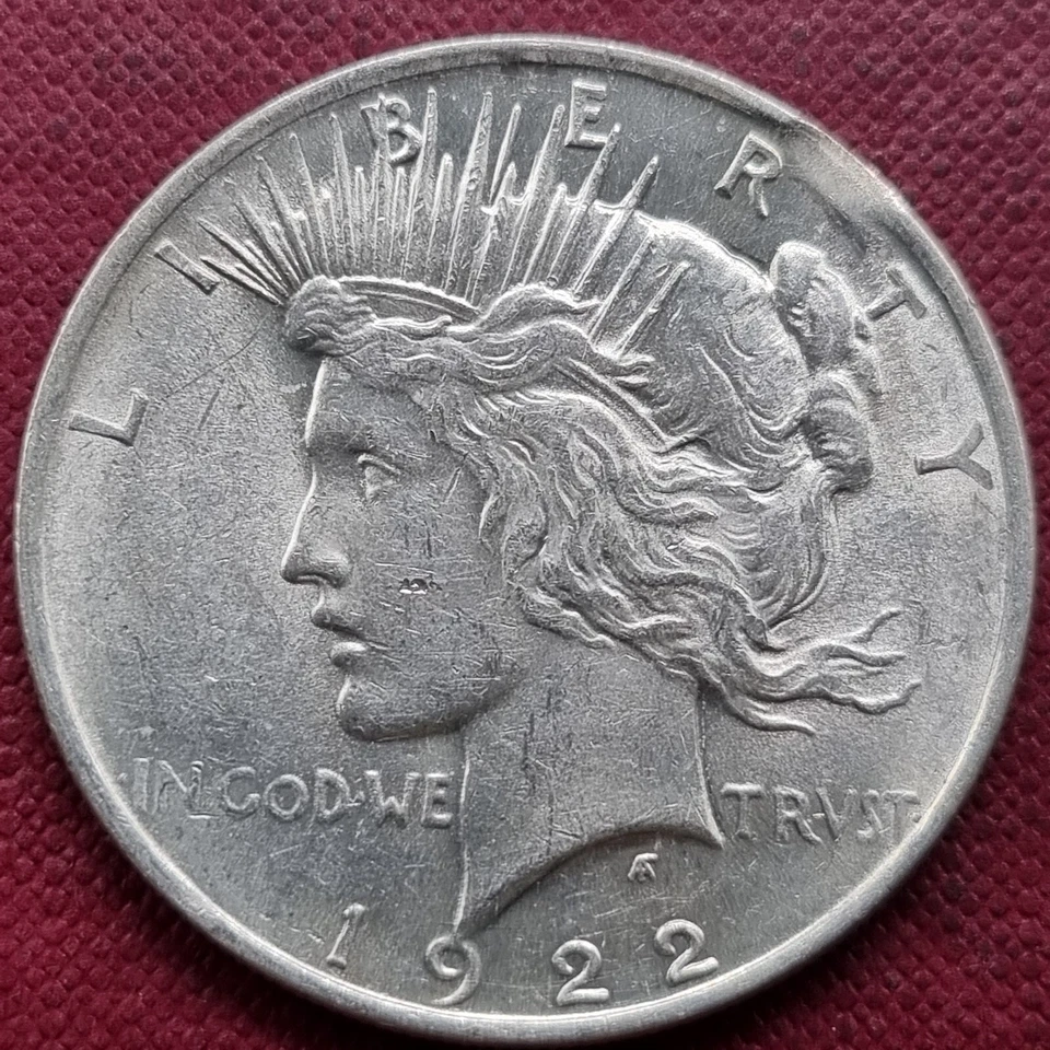 1922 Peace Dollar $1 High Grade BU UNC - ERROR CLIPPED PLANCHET #84755 - Image 1 of 2