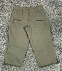Sunset Cove Cargo Carpi Drawstring Hem Womens Size 6P Green GUC Zip Pockets - Picture 1 of 11