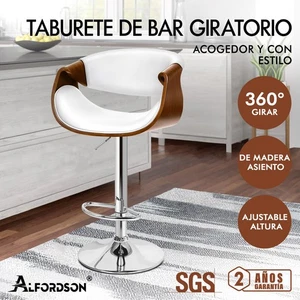 ALFORDSON 1x Taburete de Bar Cocina Giratorio Silla Madera Piel Elevador de Gas - Imagen 1 de 27
