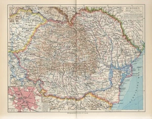 1920s ROMANIA BUCHAREST MOLDOVA BESSARABIA BUKOVINA UKRAINE ODESSA Antique Map - Picture 1 of 1