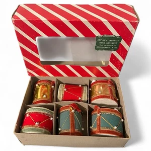 Montgomery Ward Set 6 verschiedene Trommelschmuck Filz Weihnachtsbaum Vintage 50er - Bild 1 von 19