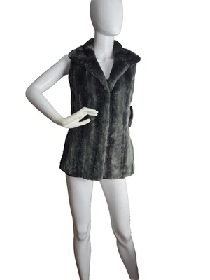 Kristen Blake Women's  XS Faux Fur Vest is NWT, and Adjustable Collar, Dark Gray - Image 1 of 4