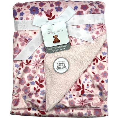 Manta Flor Rosa René Rofe Bebé Niña Peluche Sherpa Bon Bebe Púrpura Nueva con Etiquetas Foto 1 de 4