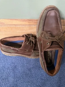 Sperry TopSider Herren Tarpon 2 Ösen Leder Boot Memory Foam Braun Größe 9,5 M - Bild 1 von 16