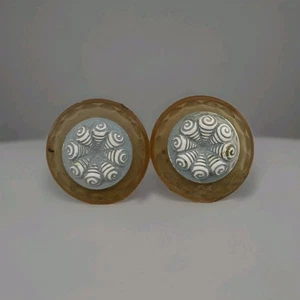 Vintage Shank Buttons Molded Amber Plastic Blue And White Swirl Shell 33mm - Picture 1 of 8