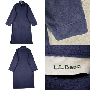 LL Bean Robe Fleece Full Zip Navy Blue Size Womens Size Large L Pockets - Picture 1 of 9