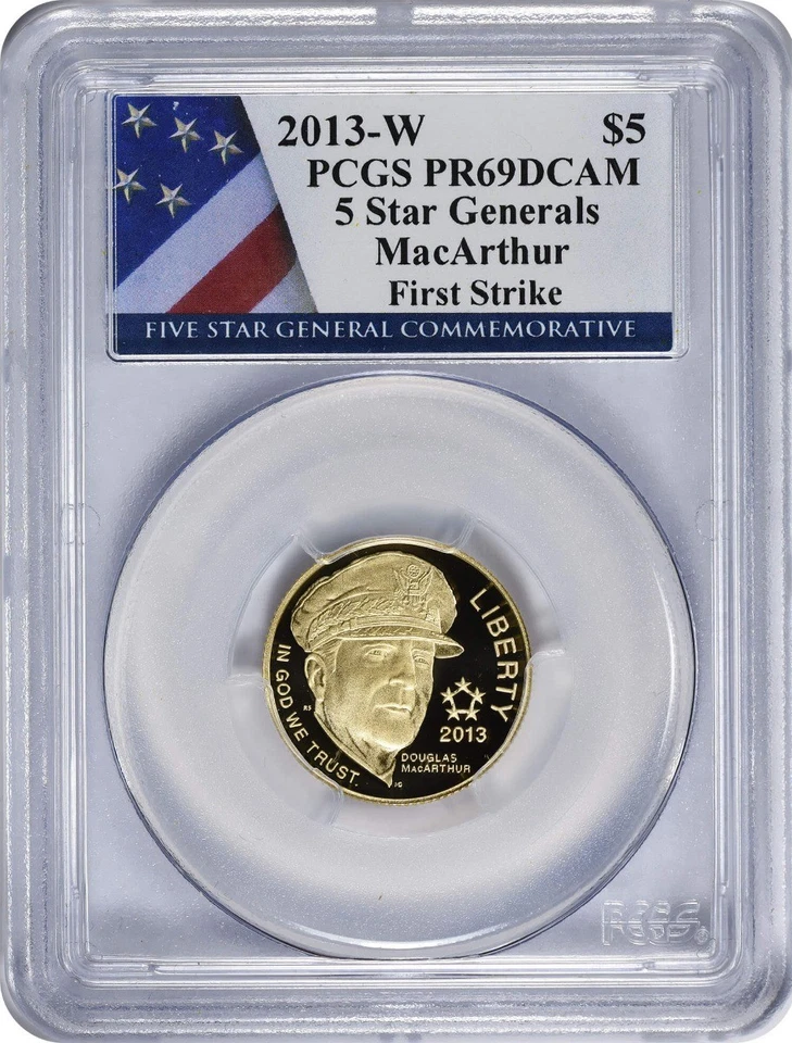 2013-W 5 Star Generals $5 Gold Five Dollar Commem. PR69DCAM PCGS First Strike - Image 1 of 2
