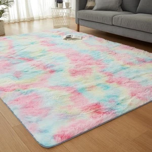 Fluffy Shag Rugs for Living Room,Tie-Dyed Rainbow Soft Plush Fuzzy 7x10 Area ... - Picture 1 of 8