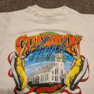 Vintage Guardian Angel T Shirt Kids X-Small Catholic Angels Texas Church Tee - Picture 1 of 6
