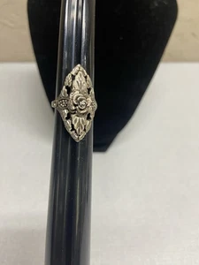 Vintage Sterling Silber Ring Rose und Blatt 0,925 Größe 7,5 - Bild 1 von 10