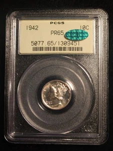 1942 10c Proof Mercury Dime PCGS PR65 CAC OGH Old Holder - Picture 1 of 4