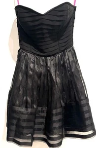 Betsey Johnson Vintage Party Cocktail Dress Mini Bustier Black tulle striped US8 - Bild 1 von 6