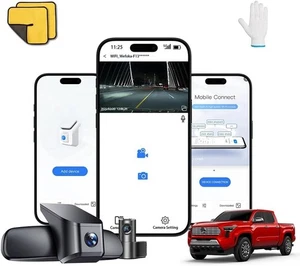 4K Dual Dash Cam for Toyota Tacoma 2019 2025 SR5 TRD Rear 1080P GPS WiFi 128GB - Picture 1 of 7