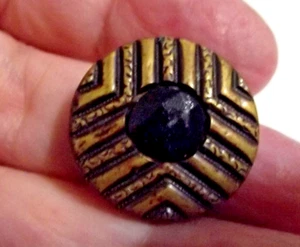 Vintage facettierter schwarzer Schmuck Metallknopf (3805) - Bild 1 von 3