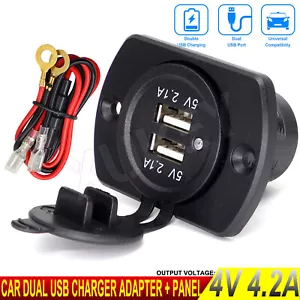 Car Charger Outlet Socket Panel 4.2A 12V Dual USB Power Outlet Marine RV Truck - Picture 1 of 11