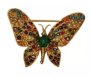 Broche De Colección D'Orlan Multicolor Joyas Tono Oro Mariposa Insecto Broche Resorte - Imagen 1 de 20