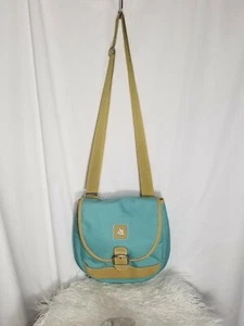 Sherpani Mia Crossbody Blue-Green w/Gold-Tan Trimming Purse - Picture 1 of 7