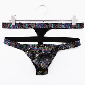 Men One-piece Sexy Tanga Imitation Snake Skin Python Pattern Hot Underwear Thong - Picture 1 of 28