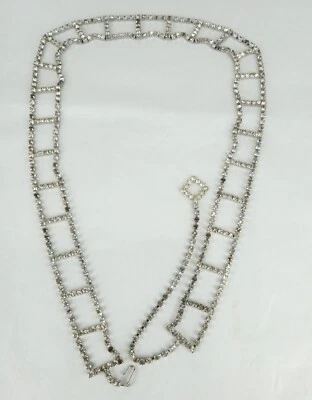 Cinturón mujer vintage tono plata pedrería cadena 38 pulgadas imitación dimond's Foto 1 de 4
