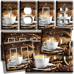 DARK ROAST BEANS ESPRESSO COFFEE HOUSE LIGHTSWITCH OUTLET WALL PLATE KITCHEN ART - Picture 1 of 34