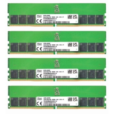 Hynix DDR5 128GB (4X32GB) 5600MHz PC5-44800 2RX8 UDIMM Memory Ram HMCG88AGBUA - Image 1 of 4