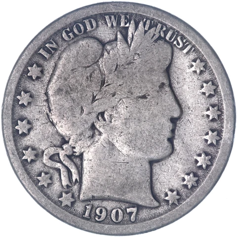 1907 O Barber Half Dollar 90% Silver Very Good VG See Pics O703 Cover