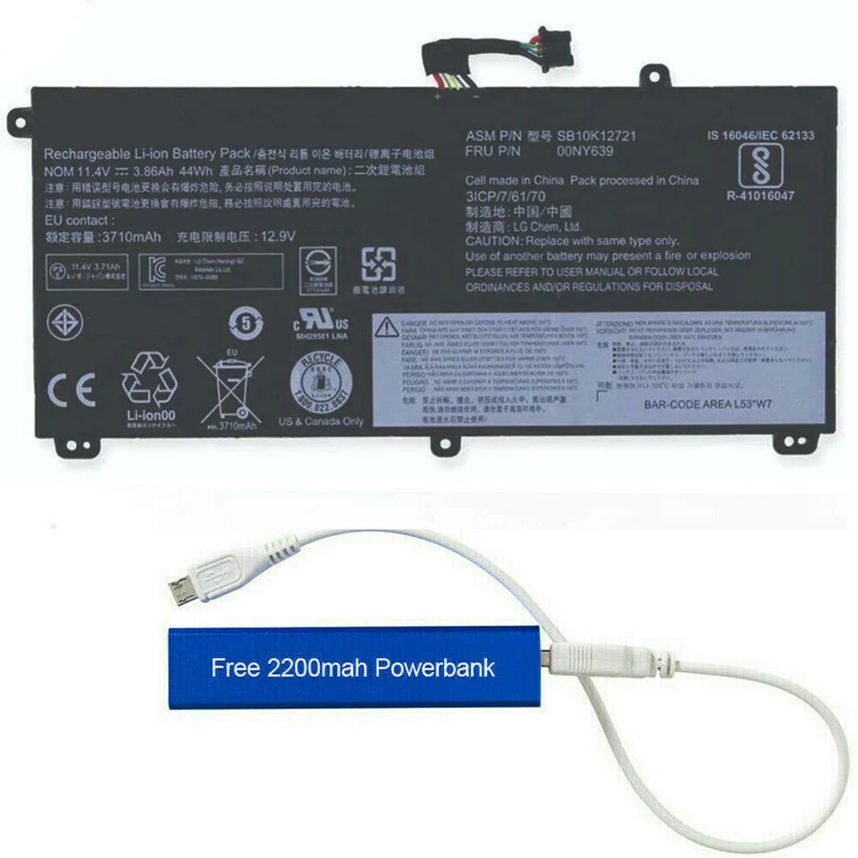 SB10K12721 00NY639 BATERÍA DE REPUESTO PARA THINKPAD T550 T560 W550 44WHR 45N1743 Foto 1 de 1