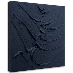 zoinart schwarz strukturiertes Wandbild, 20x20 handgemaltes abstraktes Ölgemälde auf... - Bild 1 von 8