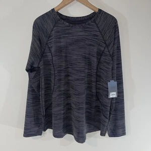 NWT Tek Gear DryTek 1X Shirt Long Sleeve Active Black White Striped Stretch - Picture 1 of 4