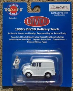 Camion latte Divco scala 1:87 HO con Milkman bianco non marcato AHM87-WH - Foto 1 di 1