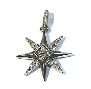 NEW 925 sterling silver .20ct SI2 H Diamond STAR pendant necklace 4.2g - Picture 1 of 2