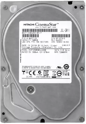 Hitachi Cinemastar P7K500 HCP725050GLA380 500GB 7200U/Min 8MB SATA II 3.5'' " - Image 1 of 3
