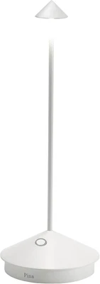 ZAFFERANO PINA PRO LED Table Lamp (Color: White) in Aluminum, Contact Charging Base, H29cm