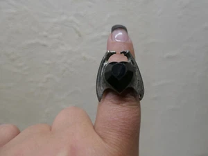 Alchemy England Pewter Gothic Ring Black Heart Size 8 - Picture 1 of 10
