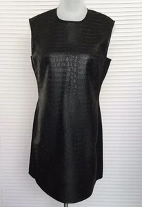 Camilla & Marc Women's Black Faux Leather Shift Dress Size 10 Sleeveless Chic - Picture 1 of 17