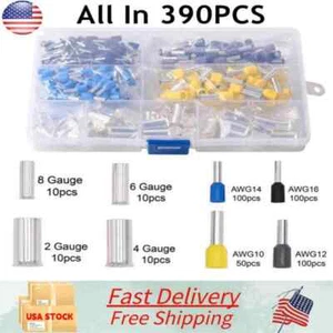 Mix AWG 2 4 6 8 10 12 14 16 Drahtbeschläge Kits Crimpklemmen Stecker 390 Stck. - Bild 1 von 11