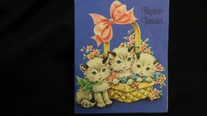 Biglietto Compleanno Vintage Gattini In Cesto 1940 By Sunshine - Foto 1 di 4